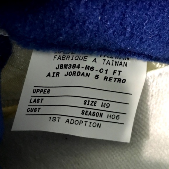 NEW 2006 JORDAN 5 RETRO 1st ADOPTION SAMPLE - Picture 6 of 7